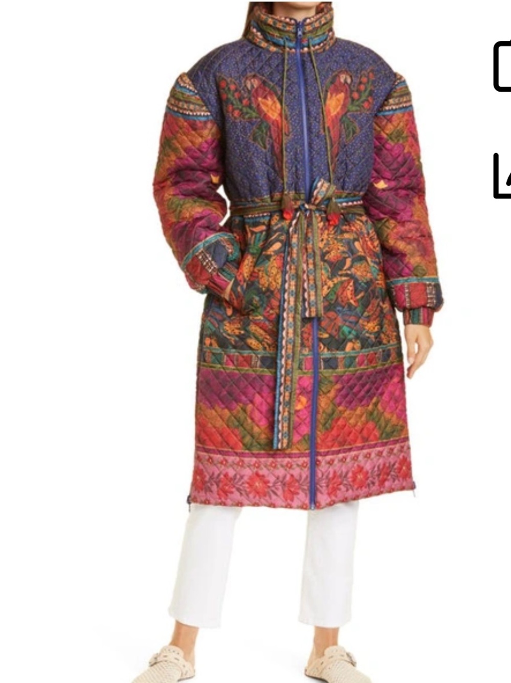 New Farm Rio Mixed Patchwork Reversible Diamond Quilted Puffer Coat XS